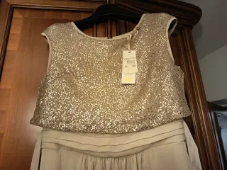 Vestito Rinascimento Beige Lungo Taglia L