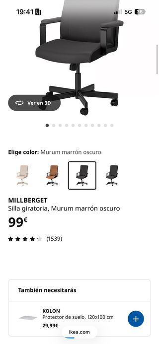 Silla de Oficina Ikea MILLBERGET Negra