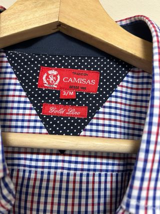 Camisa manga corta cuadros azul y rojo