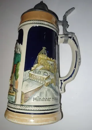 Jarra Cerveza de Cerámica y Zinc