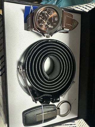 Conjunto SKYLINE Reloj Marrón y Negro