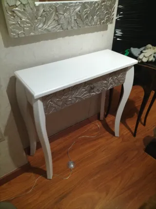Conjunto recibidor cómoda y espejo plata