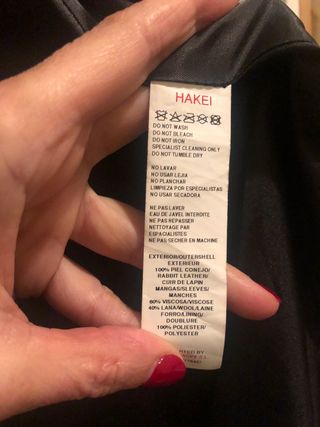 Abrigo piel conejo Hakei Talla S