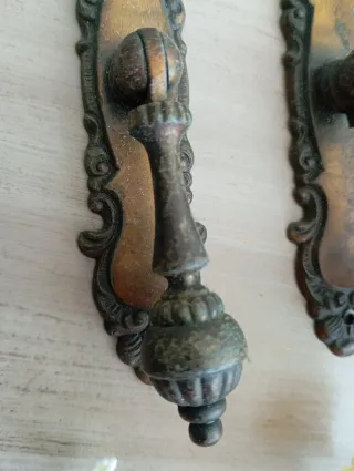 Lote 3 Tiradores Antiguos Metal Dorado