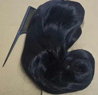 Peluca pelo natural negra ondulada