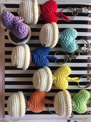 Set 7 portachiavi cactus uncinetto colorati