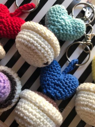 Set 7 portachiavi cactus uncinetto colorati