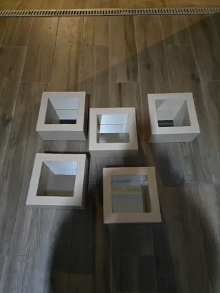 Cubos decorativos de madera y cristal