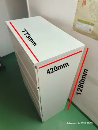 Cómoda blanca 5 cajones.