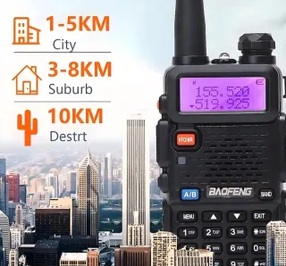 2 Radio Baofeng UV-5R Dual Band UHF/VHF Auricolari