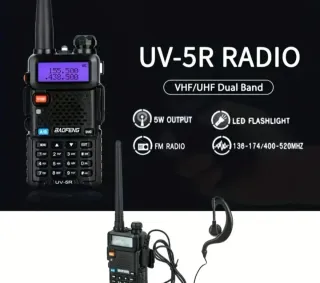 2 Radio Baofeng UV-5R Dual Band UHF/VHF Auricolari