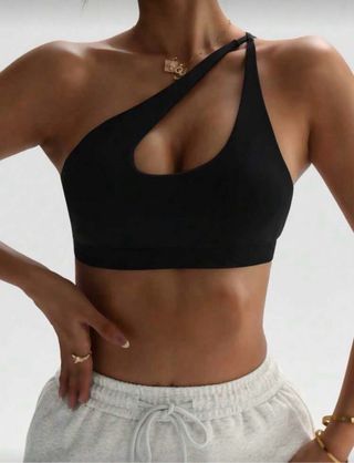 Sujetador deportivo asimétrico negro