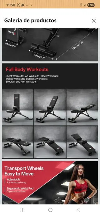 Banco de pesas y barra con discos