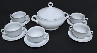 Juego Consomé Porcelana Blanca Allegro
