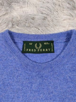 Fred Perry Jersey Clásico Lana Mujer Azul Cuello A