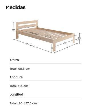 Cama individual 105cm madera