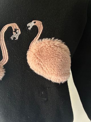 Jersey de punto con flamencos rosas. Talla L