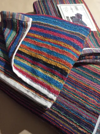 3 Teli Bagno Spugna Cotone Multicolore