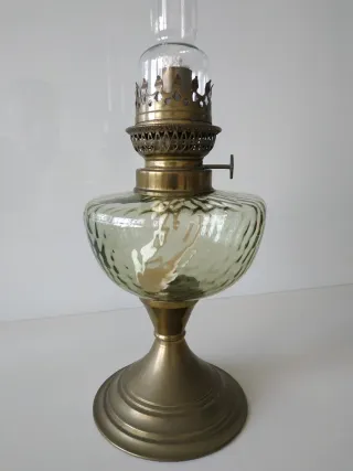 Quinqué antiguo latón y cristal