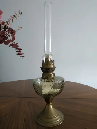 Quinqué antiguo latón y cristal