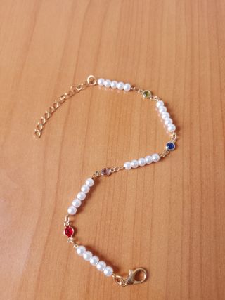 Pulsera de plata con perlas y circonitas, nueva