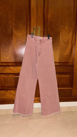 Pantalones vaqueros anchos rosas