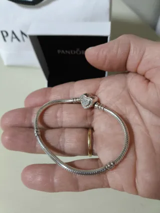 Pulsera Pandora Corazón Brillante 18cm