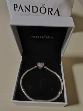 Pulsera Pandora Corazón Brillante 18cm