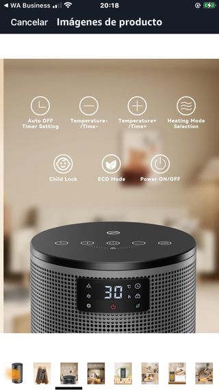 Calefactor Cerámico PTC 1500W Bajo Consumo