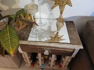 Mueble auxiliar salón botellero madera y metal