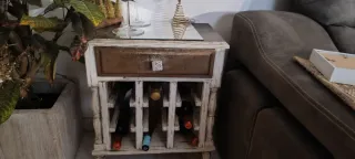 Mueble auxiliar salón botellero madera y metal