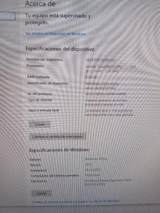 PC Sobremesa i3 550 3.20 GHz + Win 10 Pro