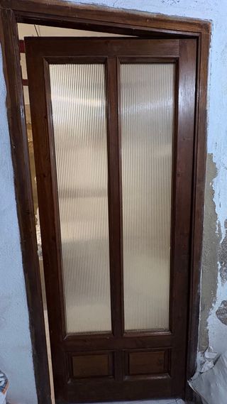 Puertas dobles de madera con cristal + individual