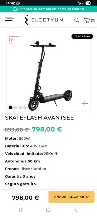 Patinete Eléctrico Negro y Azul