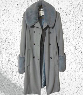 Cappotto Moschino Grigio con Dettagli Neri