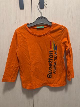 Camiseta Benetton niño manga larga naranja