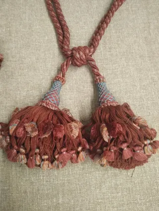 2 Abrazaderas Cortinas Borlas Rosas