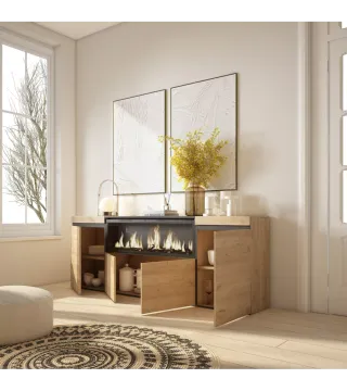 Aparador Salón 200cm con Chimenea Eléctrica
