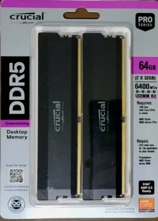 Kit Crucial Pro DDR5 64GB (2x32GB) 6400MHz CL40