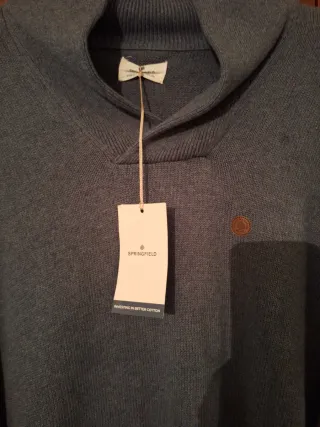 Jersey de Algodón/Lana Azul gris verdoso. Sin usar