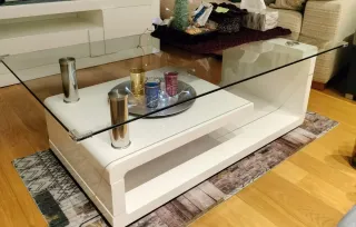 Mesa de centro madera y cristal 120x65x41