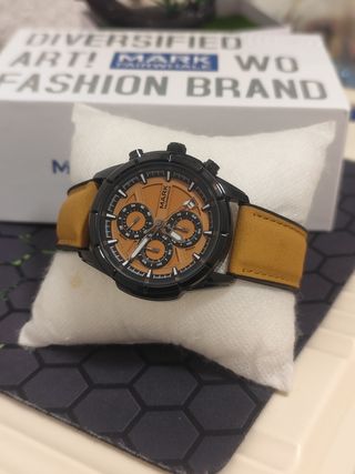 Reloj Mark Fairwhale Hombre Negro Naranja