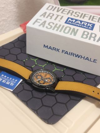Reloj Mark Fairwhale Hombre Negro Naranja