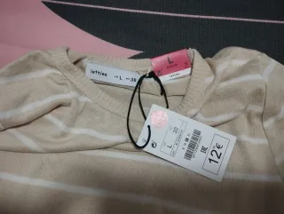 Camiseta premamá rayas beige Talla L