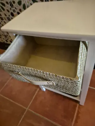 Mueble auxiliar 3 cestas mimbre blanco