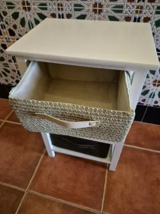 Mueble auxiliar 3 cestas mimbre blanco
