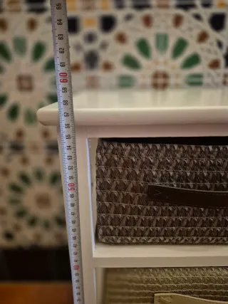 Mueble auxiliar 3 cestas mimbre blanco