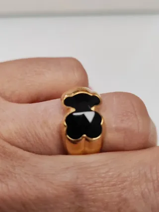 Anillo Tous Oso Negro y Dorado