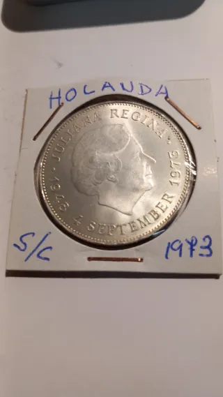 Moneda Plata Holanda Juliana 1973