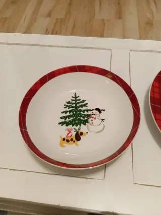 Juego 2 Platos Navidad Cerámica